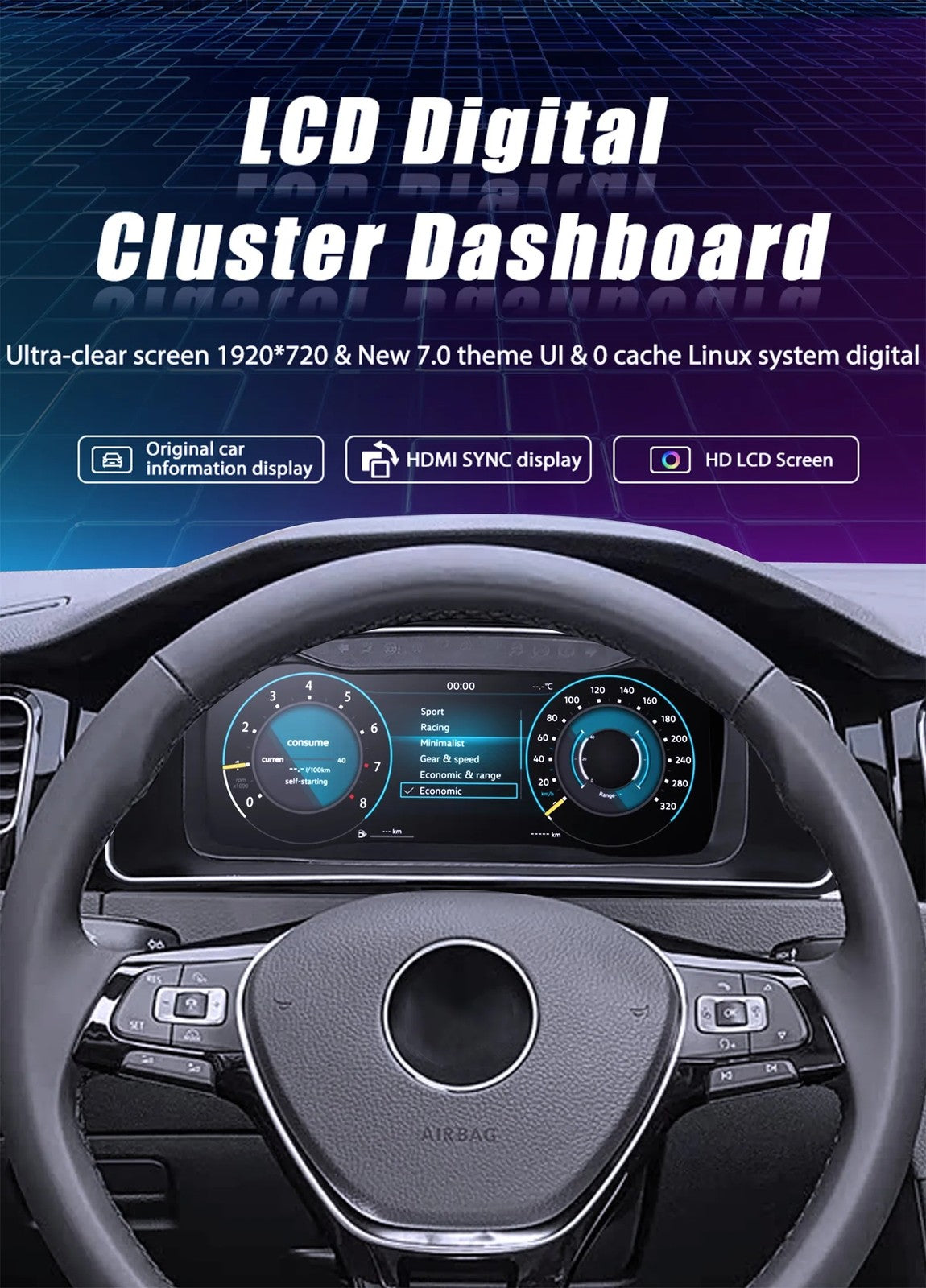 12.3'' Inch Lcd Digital Dashboard Cluster For VW Seat Leon 2009-2012 Fit HDMI Carplay Radio Instrument Panel | PareiAuto