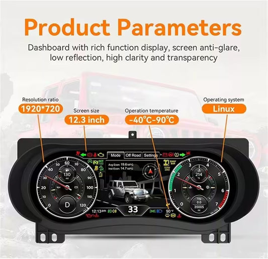 LCD Digital Instrument Cluster Display For Jeep Wrangler JL 2018-2023 Speedometer Plug&Play | PareiAuto