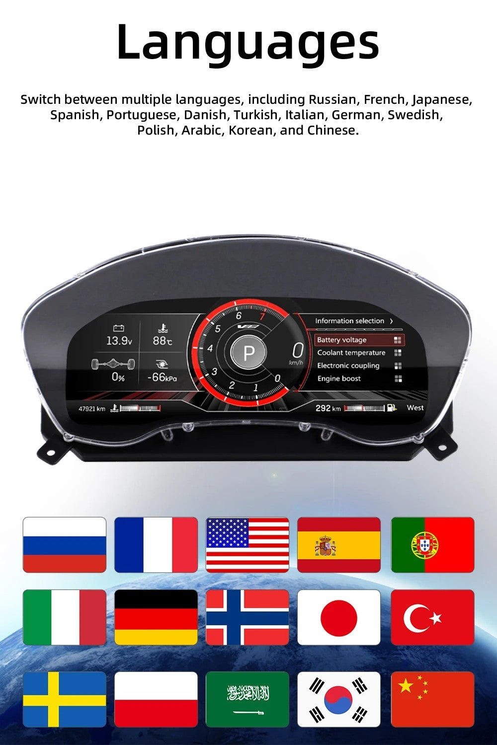 LCD Digital Instrument Cluster For Cadillac XTS/CTS 2014 2015 2016 2017 2018 2019 Virtual Cockpit 12.3" Inch | PareiAuto