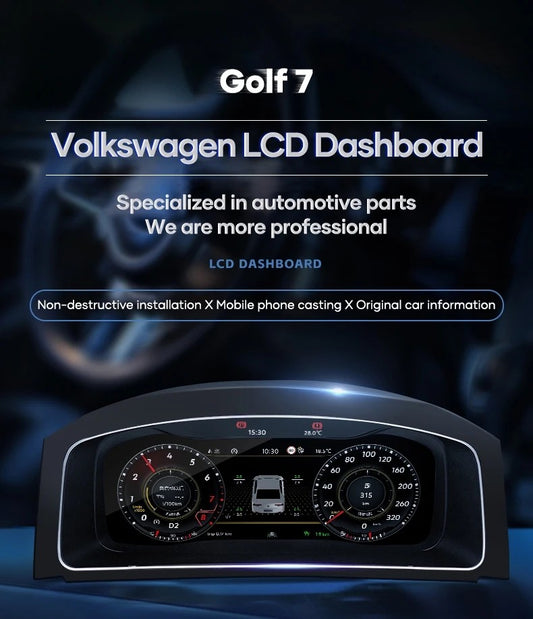 12.3" Lcd Digital Dashboard Cluster For VW Golf7 MK7 2013 2014 2015 2017 2018 2019 2020 Carplay Radio | PareiAuto