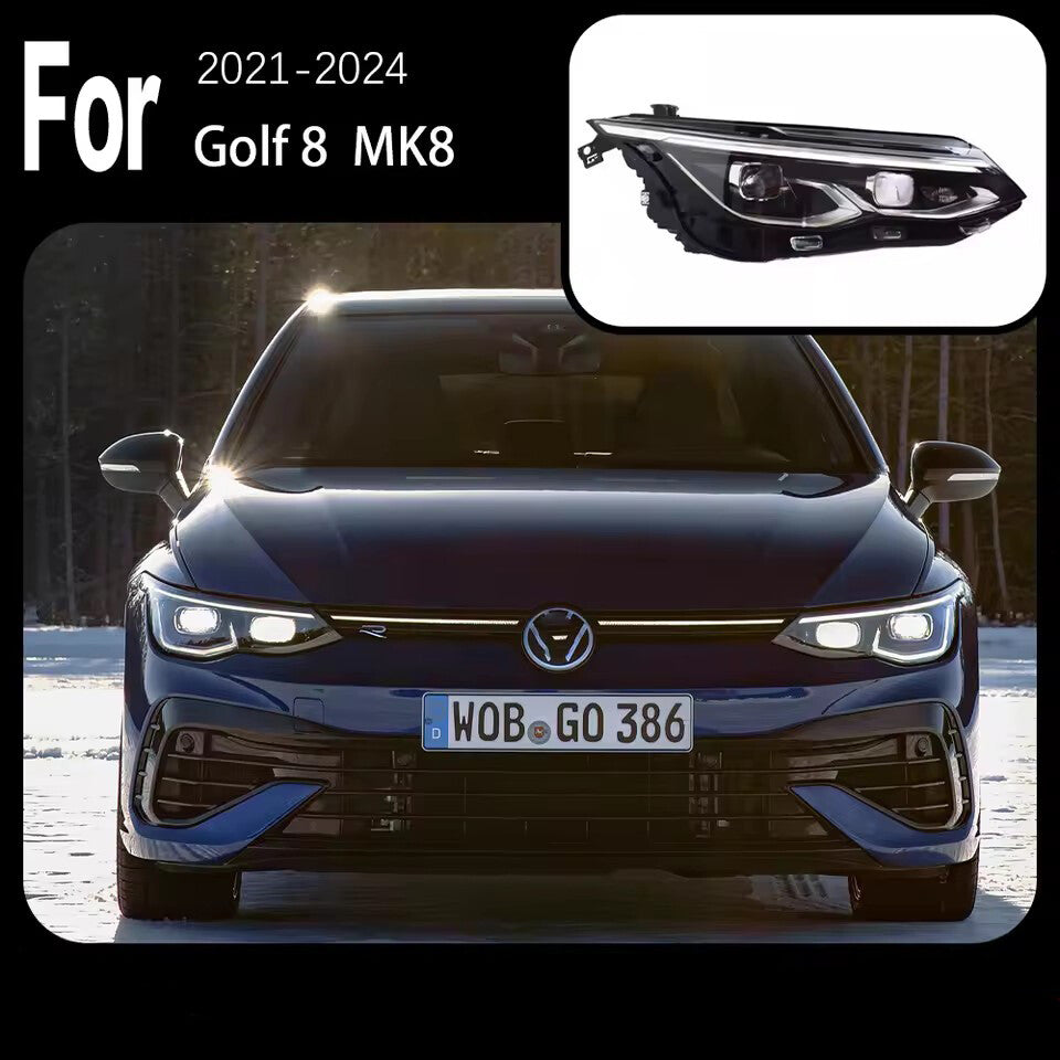 For Golf 8 MK8 2021 2022 2023 2024 LED Headlight Dual Projector Lens Dynamic Turn Signal Lamps LED Headlight Assembly