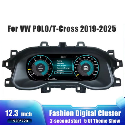 12.3" Inch LCD Digital Instrument Cluster Speedometer Fits For VW Polo T-Cross 2019-2025 | PareiAuto