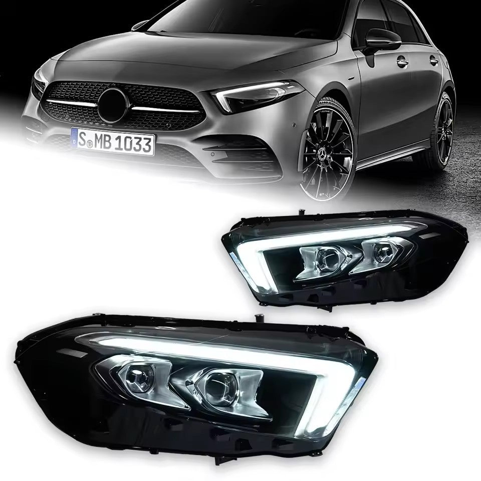 LED Headlights For Benz A Class A180 W177 2019-2021 DRL Turn Signal Blue Start up Animation LED Headlight Assembly