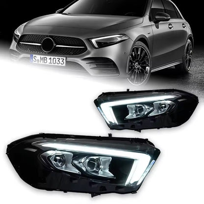 LED Headlights For Benz A Class A180 W177 2019-2021 DRL Turn Signal Blue Start up Animation LED Headlight Assembly