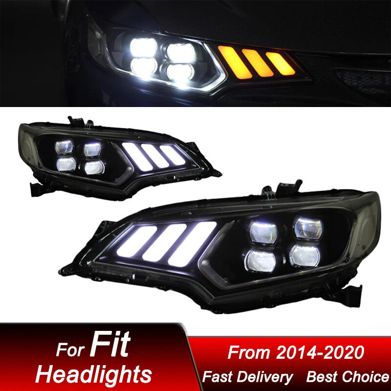 LED Headlights Assembly For Honda Fit GK5 2014 2015 2016 2017 2018 2019 2020 Upgrade Projector Lens LED Headlight Assembly