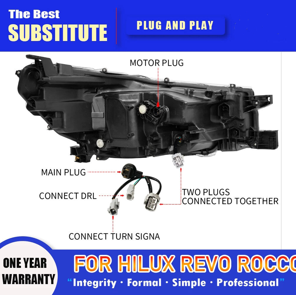 Full LED DRL Sequential Turn Signal Indicator HeadLights For Toyota Hilux Revo Rocco 2020 2021 2022