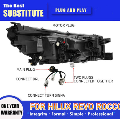 Full LED DRL Sequential Turn Signal Indicator HeadLights For Toyota Hilux Revo Rocco 2020 2021 2022