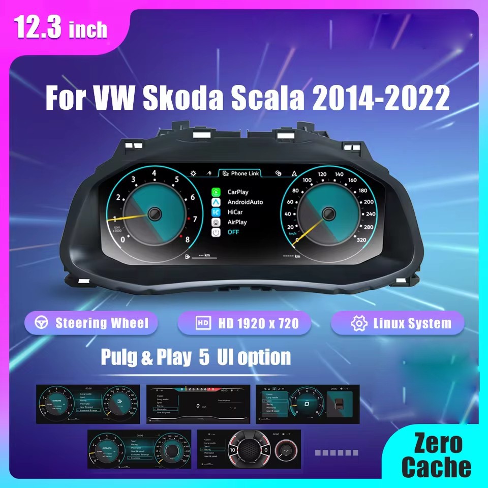 12.3" Inch LCD Digital Cluster For VW Skoda scala 2014-2022 Digital Dashboard Virtual Instrument Panel Cockpit | PareiAuto