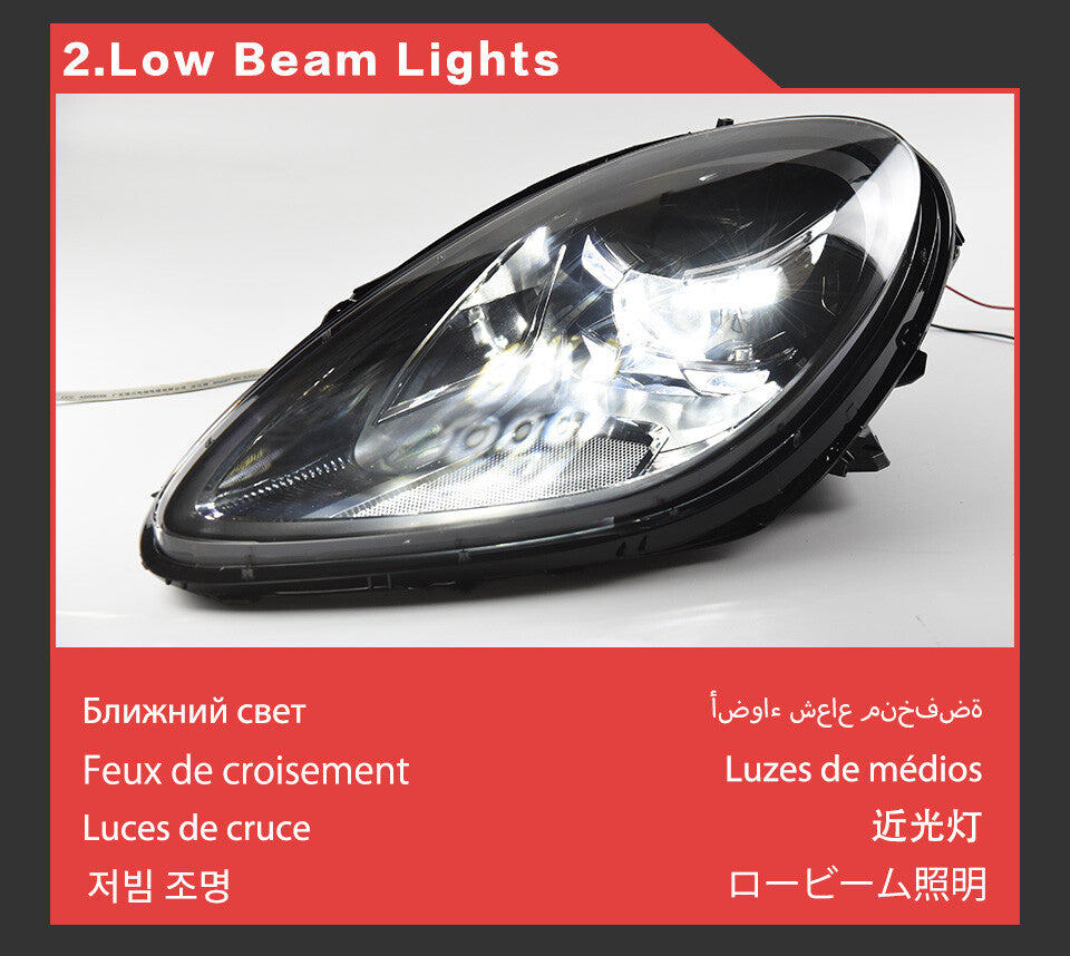 For Porsche Macan 2014 2015 2016 2017 2018 2019 2020 2021 2022 LED Headlight Projector Lens DRL Turn Signal Lamps