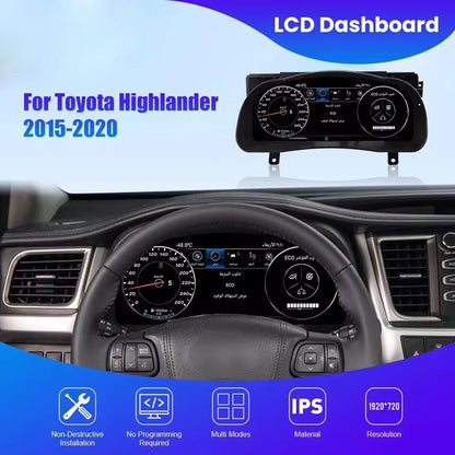 12.3" Inch Cluster Dashboard For Toyota Highlander 2015-2020 Digital LCD Instrument Panel | PareiAuto