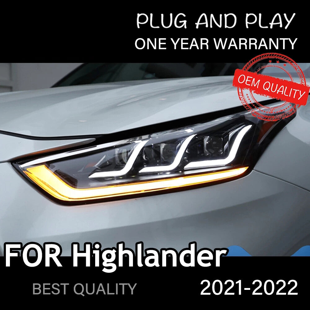 For 2021 2022 2023 Toyota Highlander LED DRL Headlights Sequential Turn Signal Headlamps LED Headlight Assembly