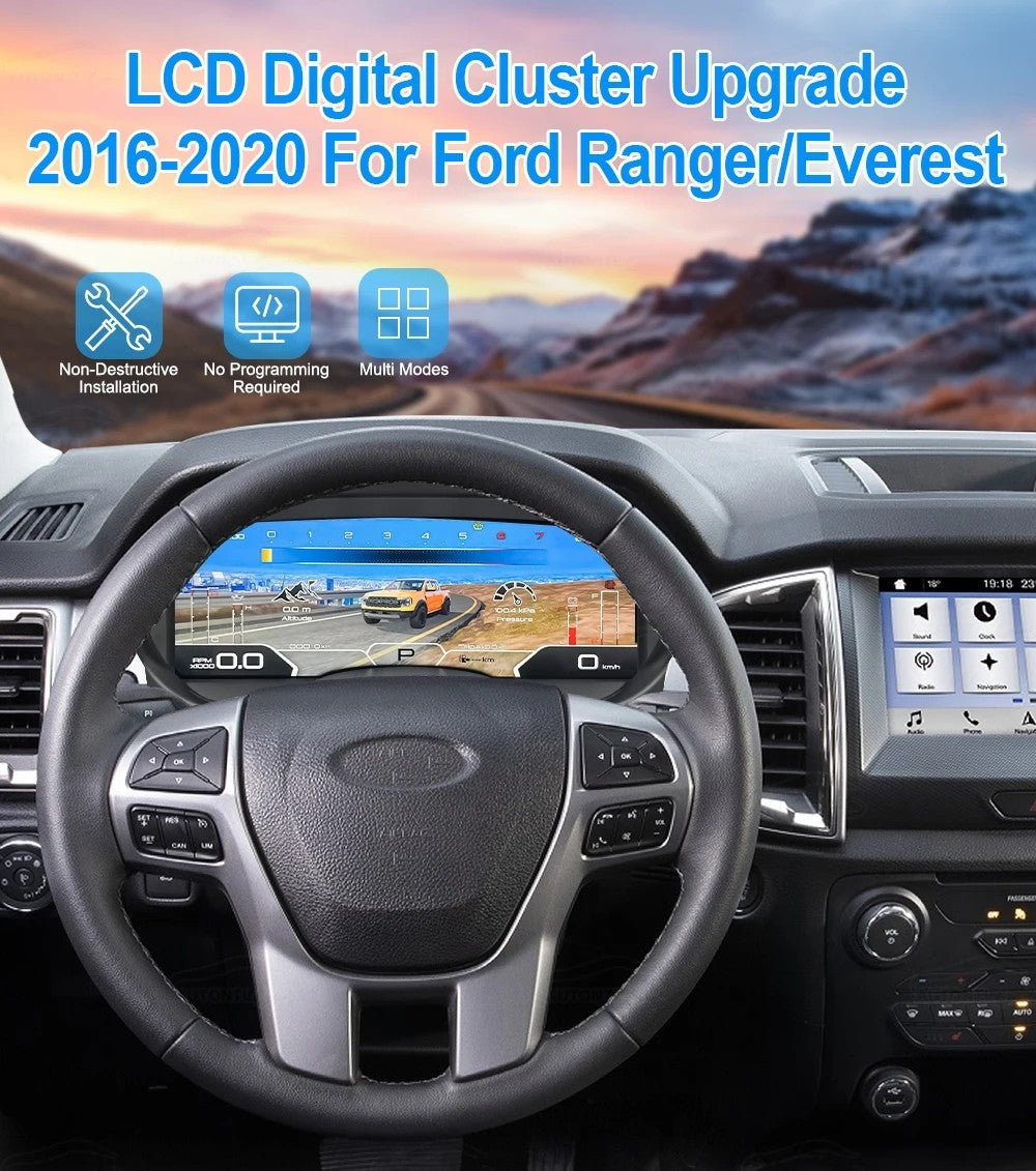 Digital Cluster Virtual Cockpit Speed Meter For Ford Everest Ranger T7 T8 2016-2020 LCD Instrument Panel Dashboard Display | PareiAuto