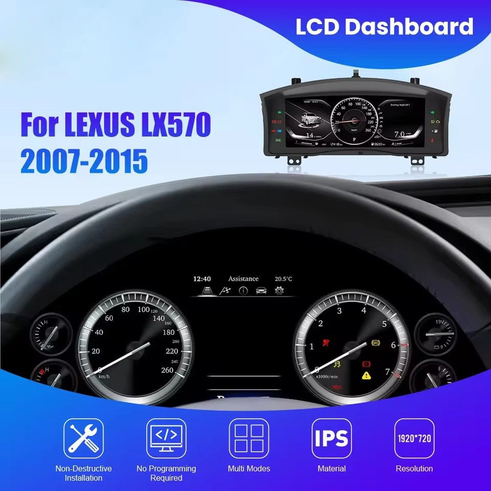 12.3" For LEXUS lX570 2007-2015 Speedometer Digital LCD Instrument Cluster Panel | PareiAuto