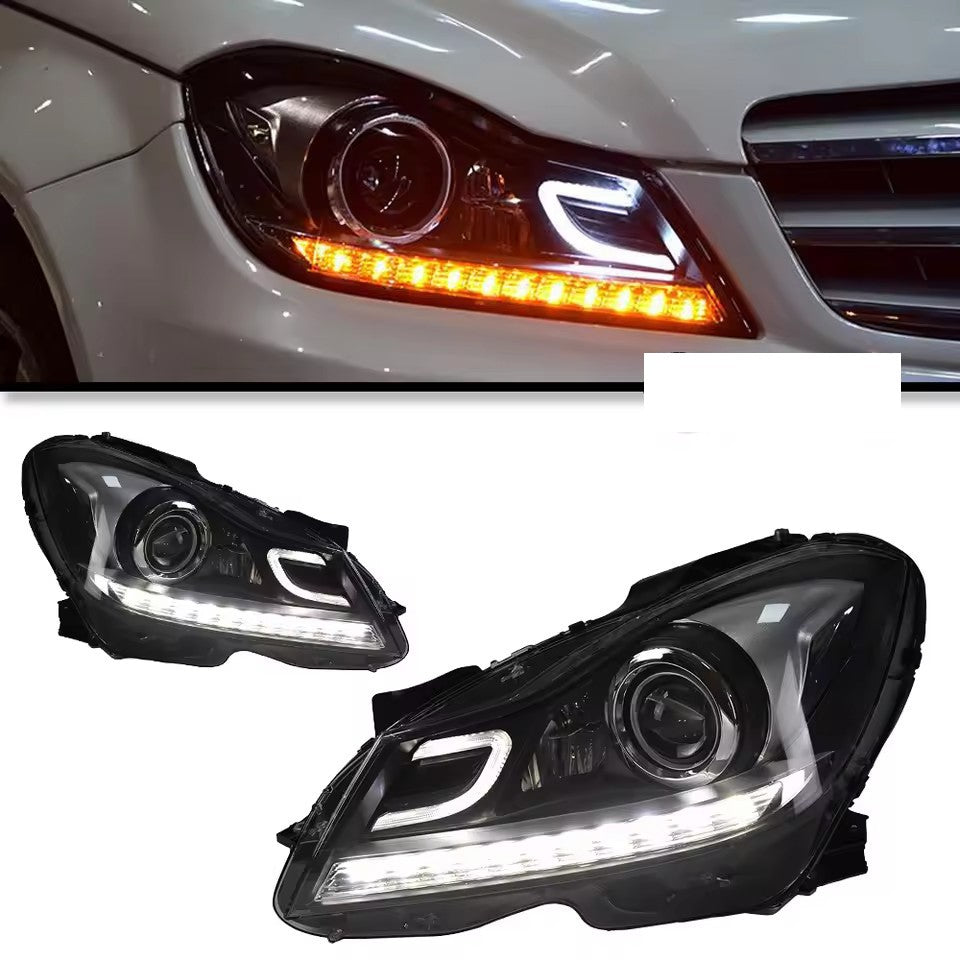 For Benz W204 Headlights 2011 2012 2013 C200 C300 C Class LED DRL Front Turn Signal Headlamps LED Headlight Assembly