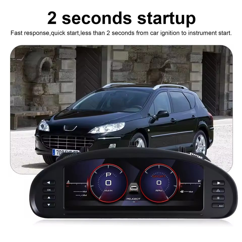 10.25"Inch cluster LCD digital instrument cluster For Peugeot 407 2004-2010 speedometer | PareiAuto