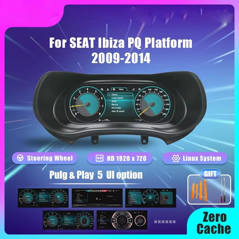 12.3" Inch LCD Digital Cluster For Seat Ibiza PQ Platfrom 2009-2014 Digital Dashboard Support HDMI Carplay | PareiAuto
