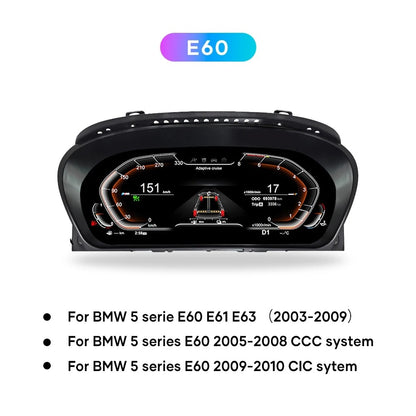 12.3" Inch Digital LCD Dashboard Cluster Upgrade For BMW 5 series E60 E61 E63 2003 2004 2005 2006 2007 2008 2009 | PareiAuto