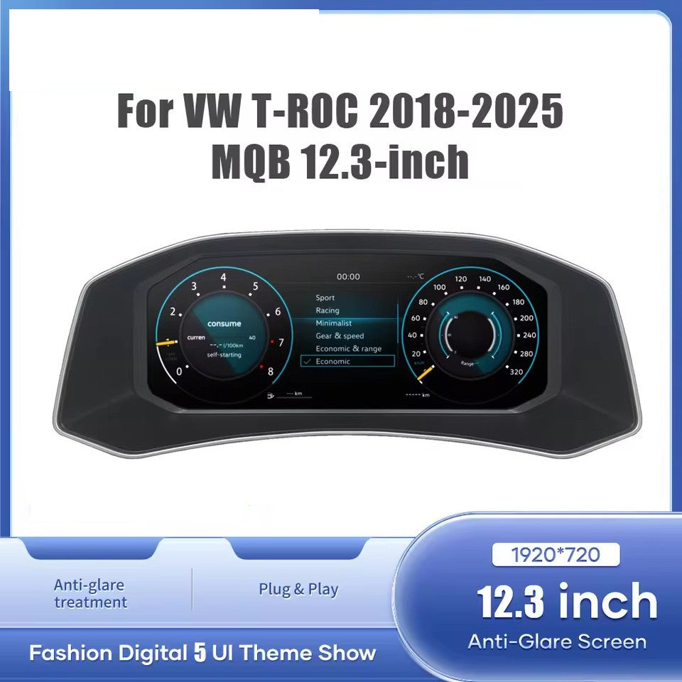 12.3'' Inch LCD Digital Cluster For VW T-ROC 2018-2025 SpeedMeter Dashboard Cockpit | PareiAuto