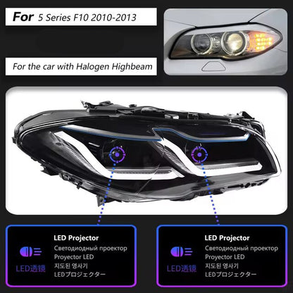 For BMW 5 Series F10 F18 2011-2017 LED Projector Lens Headlights Sequential Turn Signal Headlamps