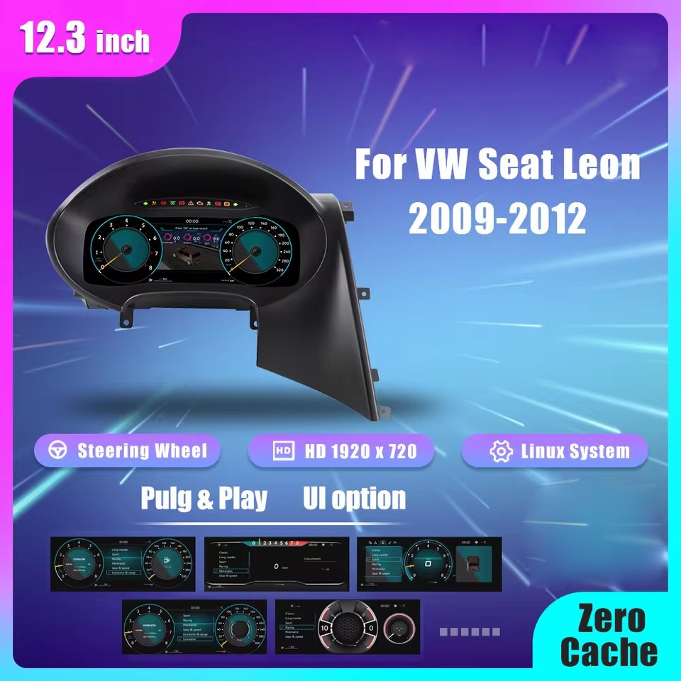 12.3'' Inch Lcd Digital Dashboard Cluster For VW Seat Leon 2009-2012 Fit HDMI Carplay Radio Instrument Panel | PareiAuto