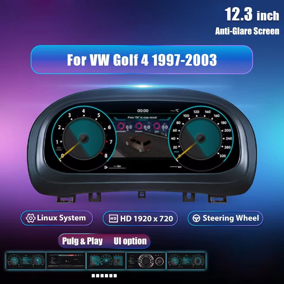 12.3''Inch Car Lcd Digital Dashboard Cluster For VW Golf 4 Jetta MK4 Bora 1997-2005 Virtual Instrument | PareiAuto