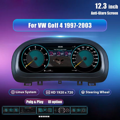 12.3''Inch Car Lcd Digital Dashboard Cluster For VW Golf 4 Jetta MK4 Bora 1997-2005 Virtual Instrument | PareiAuto
