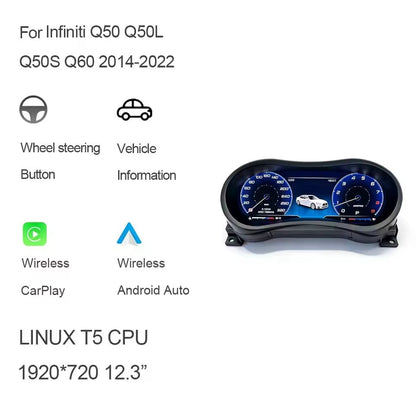 12.3'' Inch LCD Dashboard Instrument Digital Cluster Cockpit For Infiniti Q50 Q60 2014-2022 | PareiAuto