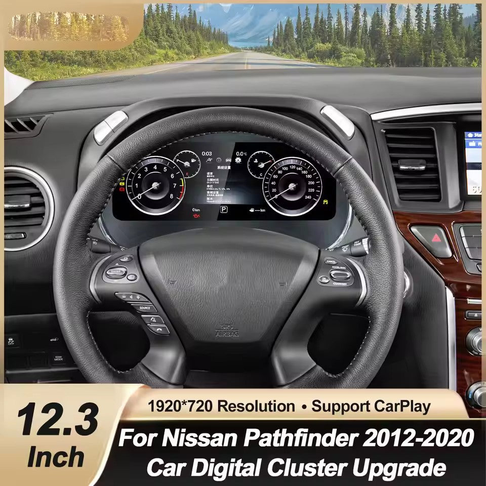 12.3" Inch Lcd Dashboard Display For Nissan Pathfinder 2012-2020 Speedometer Virtual Cockpit Screen Digital Cluster Instrument CarPlay | PareiAuto
