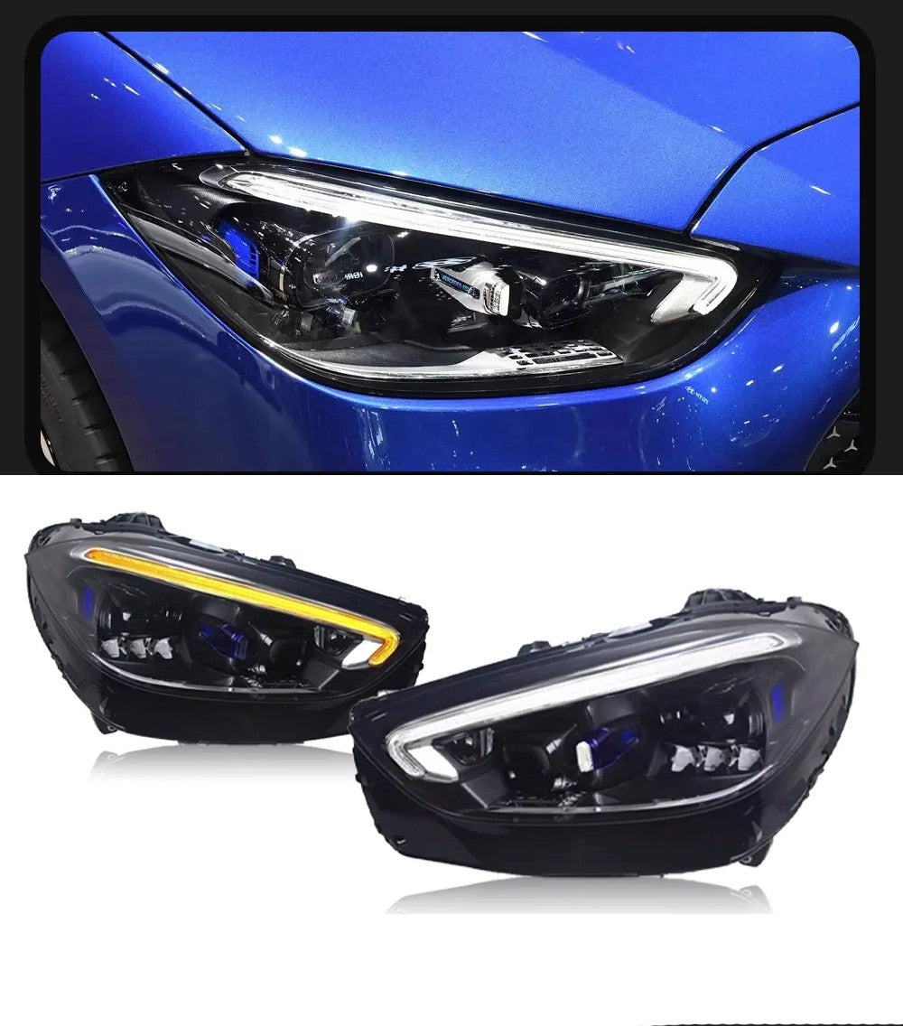 LED Headlights For Benz C Class W206 2022 2023 2024 Sequential Turn Signal Front Start up Animation Lamps LED Headlight Assembly