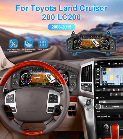 LCD Digital Cluster For Toyota Land Cruiser LC200 2008-2020 LCD Instrument Panel Speedometer Odometer Dashboard Display | PareiAuto