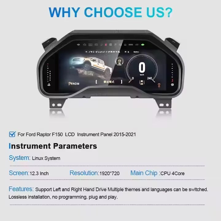 Car LCD Dashboard Speed Meter For Ford F150/ Raptor 2014 2015 2016 2017 2018 2019 2020 Digital Dash Cluster | PareiAuto