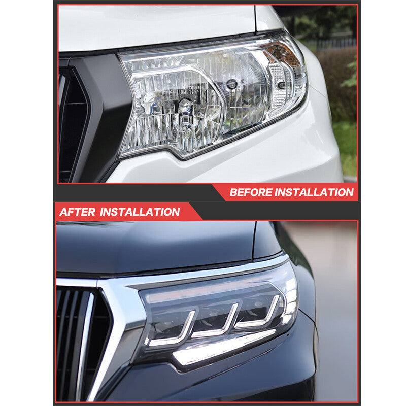 LED Headlight For Toyota Prado 2018 2019 2020 2021 2022 DRL Sequential Turn Signal Front DRL HeadLamps Assembly