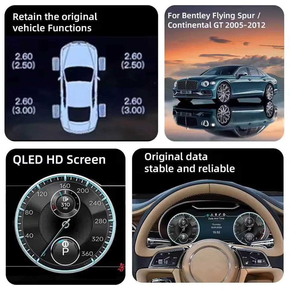 12.3” Inch Digital Cluster Dashboard For Bentley Flying Spur Continental GT 2012-2017 Supports wireless CarPlay | PareiAuto