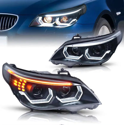 For BMW 5 Series E60 2003-2010 Upgrade FULL LED  DRL Headlight Sequential Turn Signal Lamps LED Headlight Assembly
