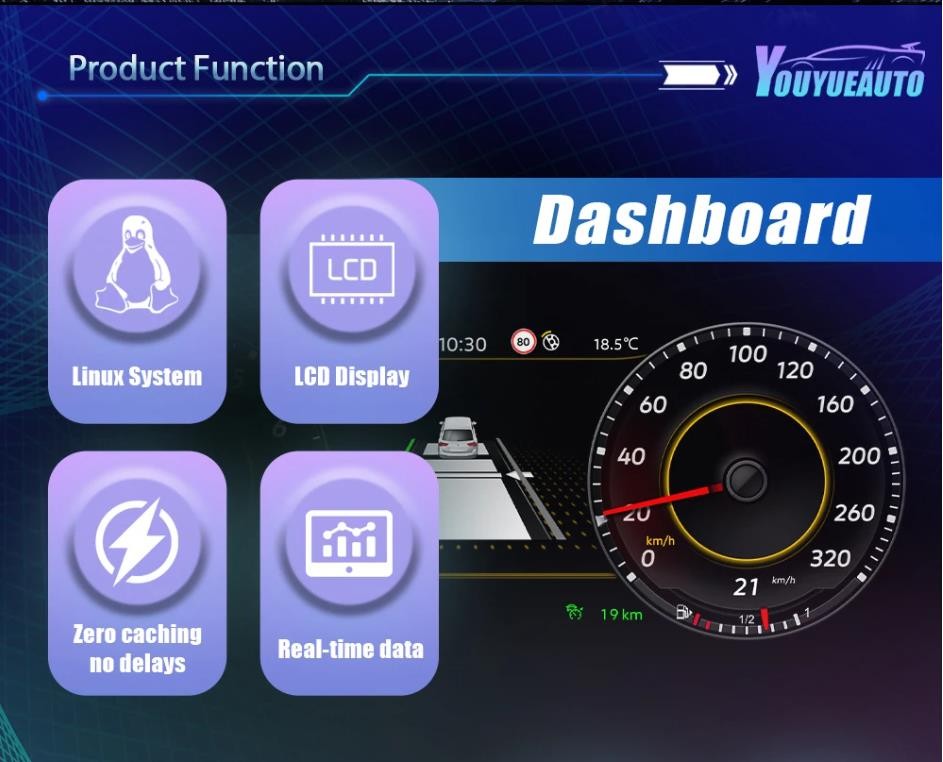 12.3" Inch LCD Digital Instrument Cluster Speedometer Fits For VW Polo T-Cross 2019-2025 | PareiAuto