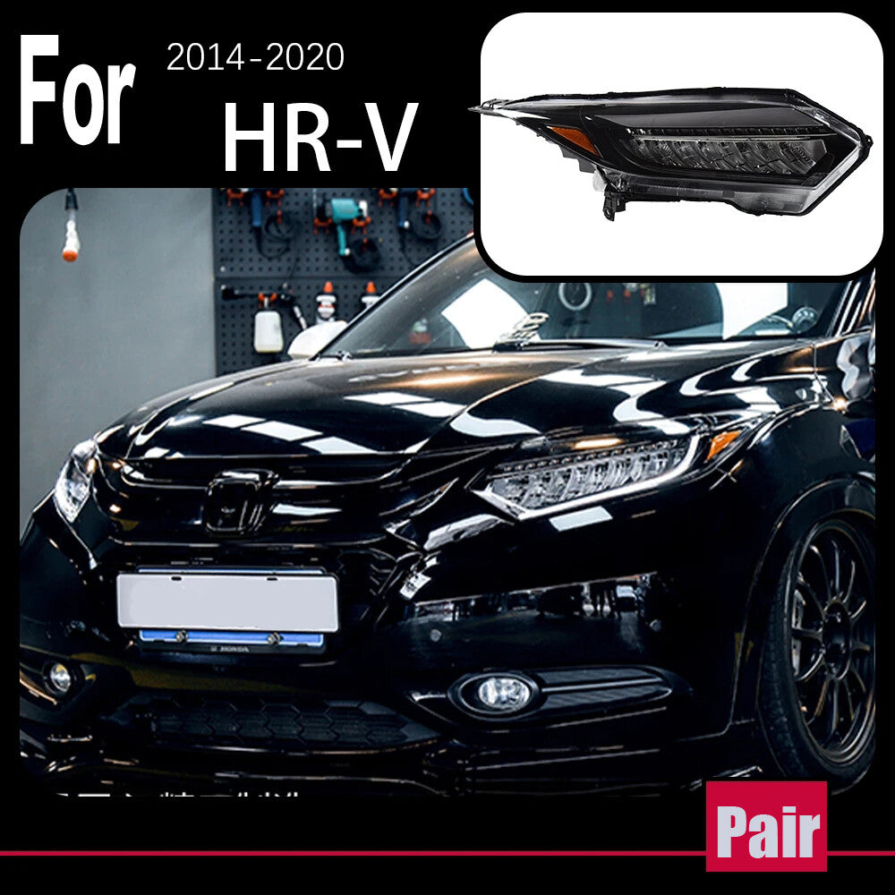 For HR-V HRV Vezel LED Headlights 2014-2020 Front DRL Headlamps Blue Start UP Animation LED Headlight Assembly
