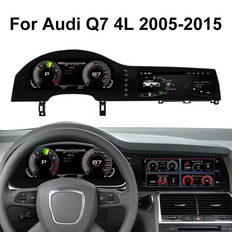 Cluster dash For Audi Q7 4L 2005-2015 Digital screen Carplay Auto speed Dash Cluster Virtual Cockpit 12.3inch+10.25inch | PareiAuto