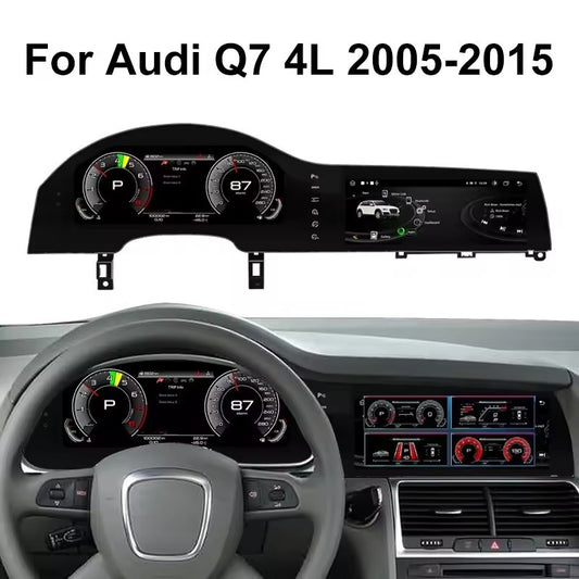 Cluster dash For Audi Q7 4L 2005-2015 Digital screen Carplay Auto speed Dash Cluster Virtual Cockpit 12.3inch+10.25inch | PareiAuto