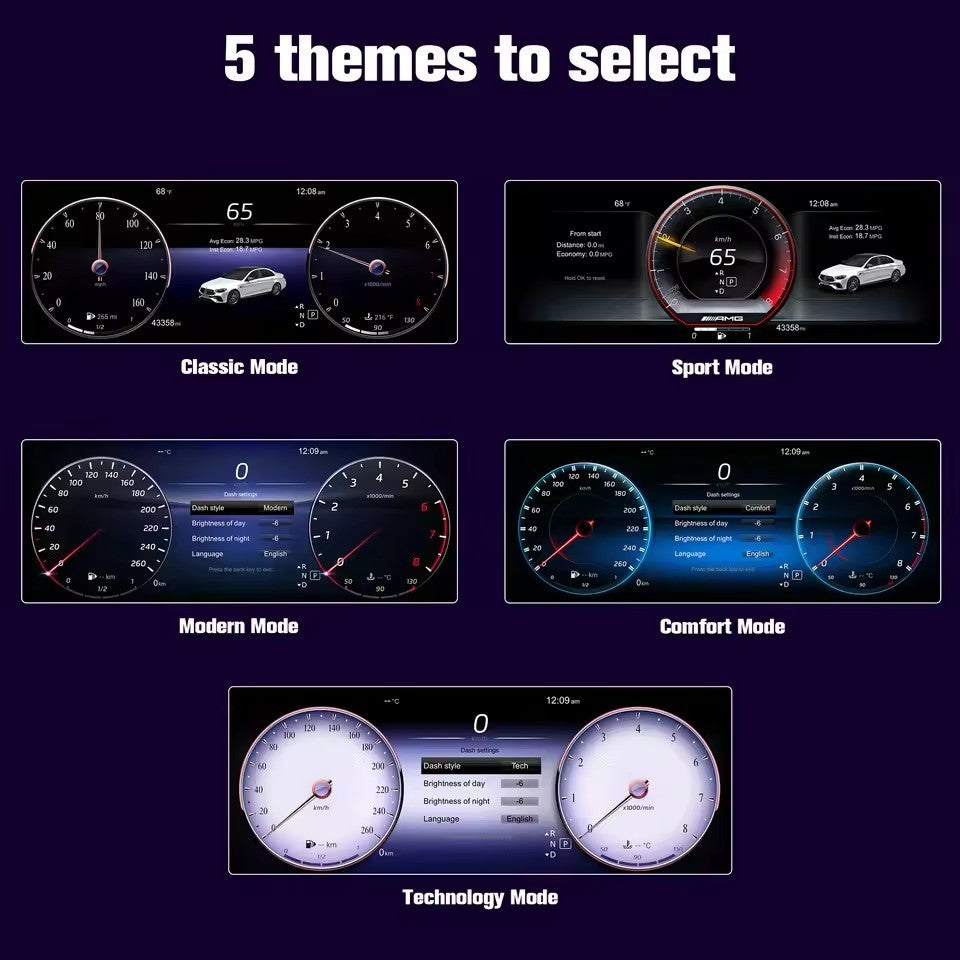 12.3" Inch Digital Instrument Cluster For Benz C200L C/GLC W205/W253 2015 2016 2017 2018 2019 speedometer | PareiAuto