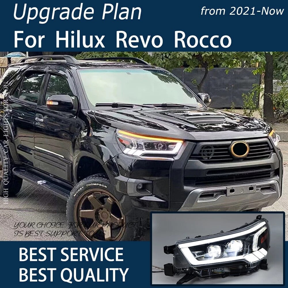 Full LED DRL Sequential Turn Signal Indicator HeadLights For Toyota Hilux Revo Rocco 2020 2021 2022