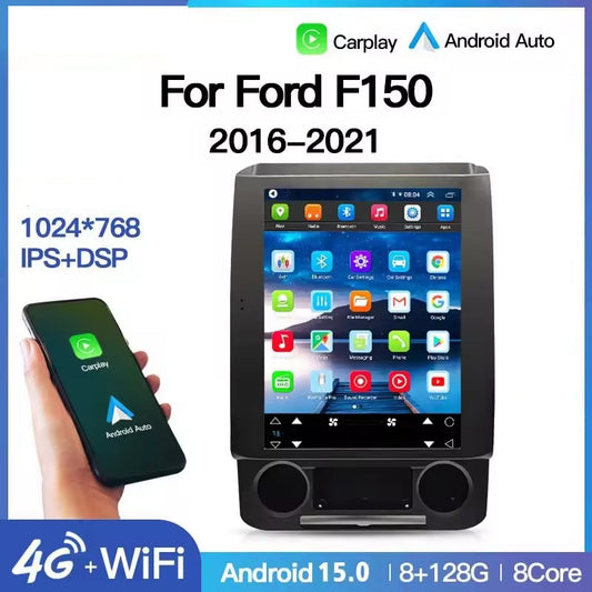 14.4'' Android 13 Carplay Auto For Ford F150 F250 F350 F450 2015-2021 Car GPS Navi Stereo Upgrade Tesla Style LED Headlight Assembly