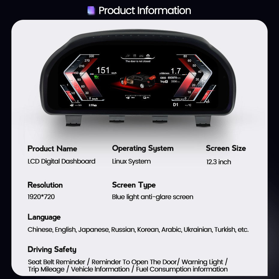 12.3'' Inch LCD Digital Instrument Cluster For BMW X3 X4 X5 X6 F01 F10 F15 F16 F25 F26 F07 | PareiAuto
