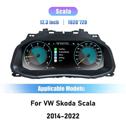 12.3" Inch LCD Digital Cluster For VW Skoda scala 2014-2022 Digital Dashboard Virtual Instrument Panel Cockpit | PareiAuto