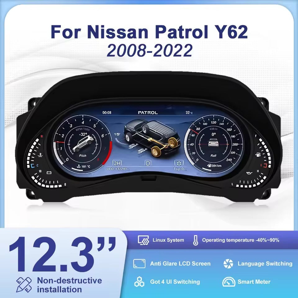 Car LCD Dashboard For Nissan Patrol Infiniti QX56 Y62 2010-2021 Digital Cluster Instrument | PareiAuto