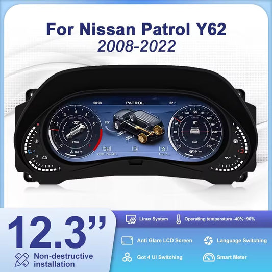 Car LCD Dashboard For Nissan Patrol Infiniti QX56 Y62 2010-2021 Digital Cluster Instrument | PareiAuto