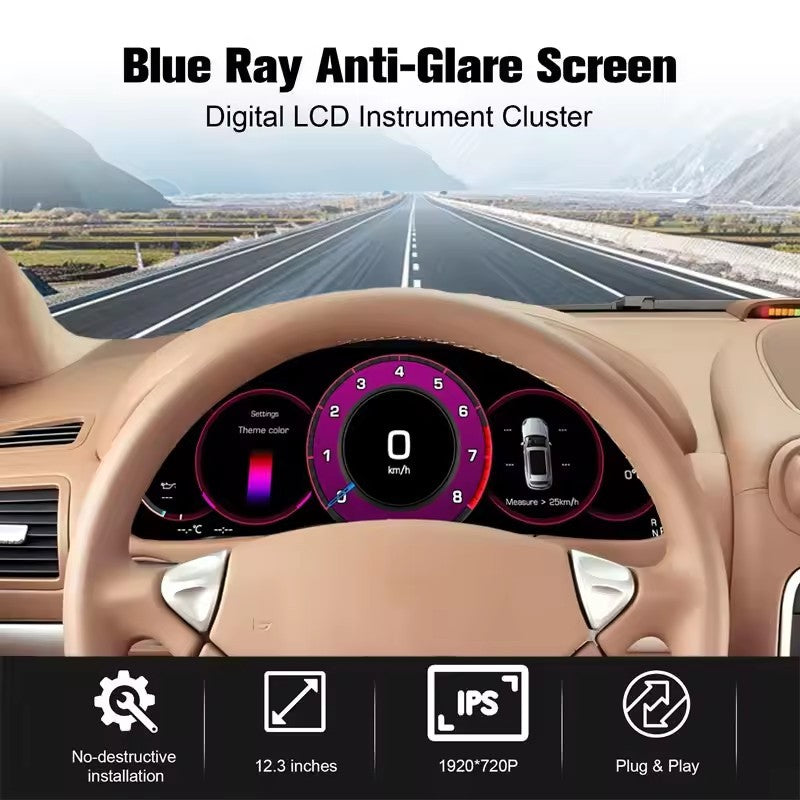 12.3" Inch LCD Digital Instrument Cluster For Porsche Cayenne 2002 2003 2004 2005 2006 2007 2008 2009 Speedometer | PareiAuto