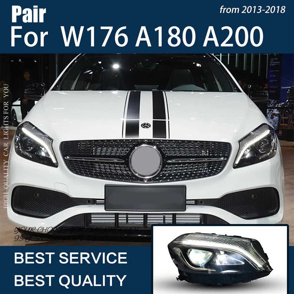 LED Headlights For Benz W176 A Class A45 A180 A200 2013 2014 2015 2016 2017 2018 Turn Sigal Headlamps Assembly LED Headlight Assembly
