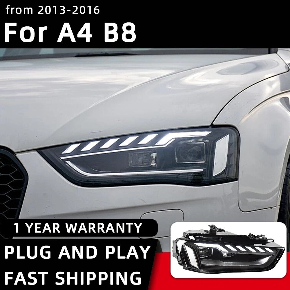LED Headlights For Audi A4 2013-2016 DRL 4 Lens Sequential Turn Signal Assembly LED Headlight Assembly