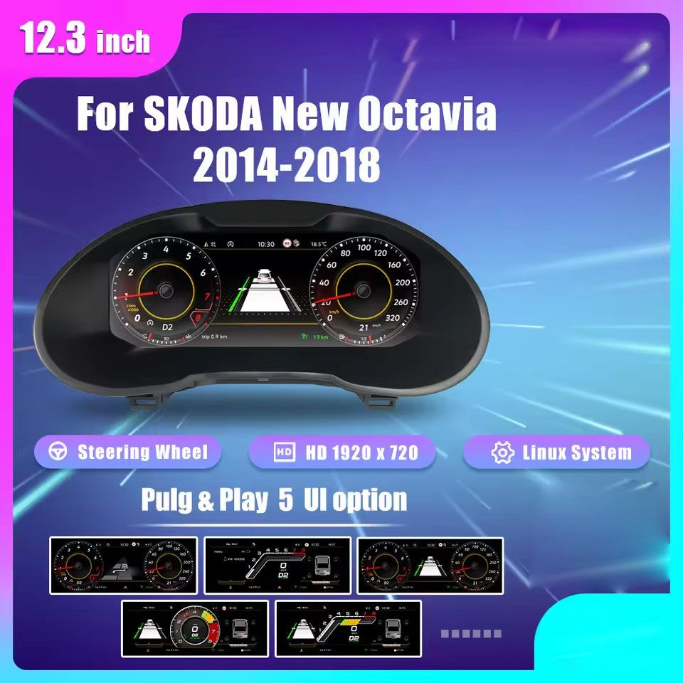 12.3 inch LcD Digital Cluster For Skoda Octavia 2 3 A7 Mk3 2008-2018 Years Virtual Cockpit Dashboard Panel | PareiAuto