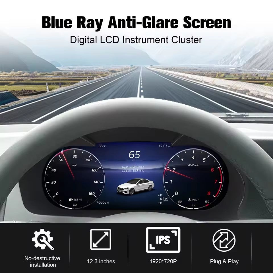 12.3" Inch Digital Instrument Cluster For Benz C200L C/GLC W205/W253 2015 2016 2017 2018 2019 speedometer | PareiAuto